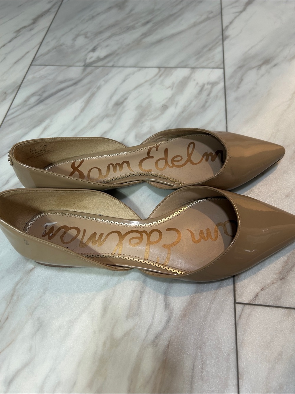 Sam Edelman Patent Pointed-Toe D'Orsay Flats in Beige - Picture 5 of 7